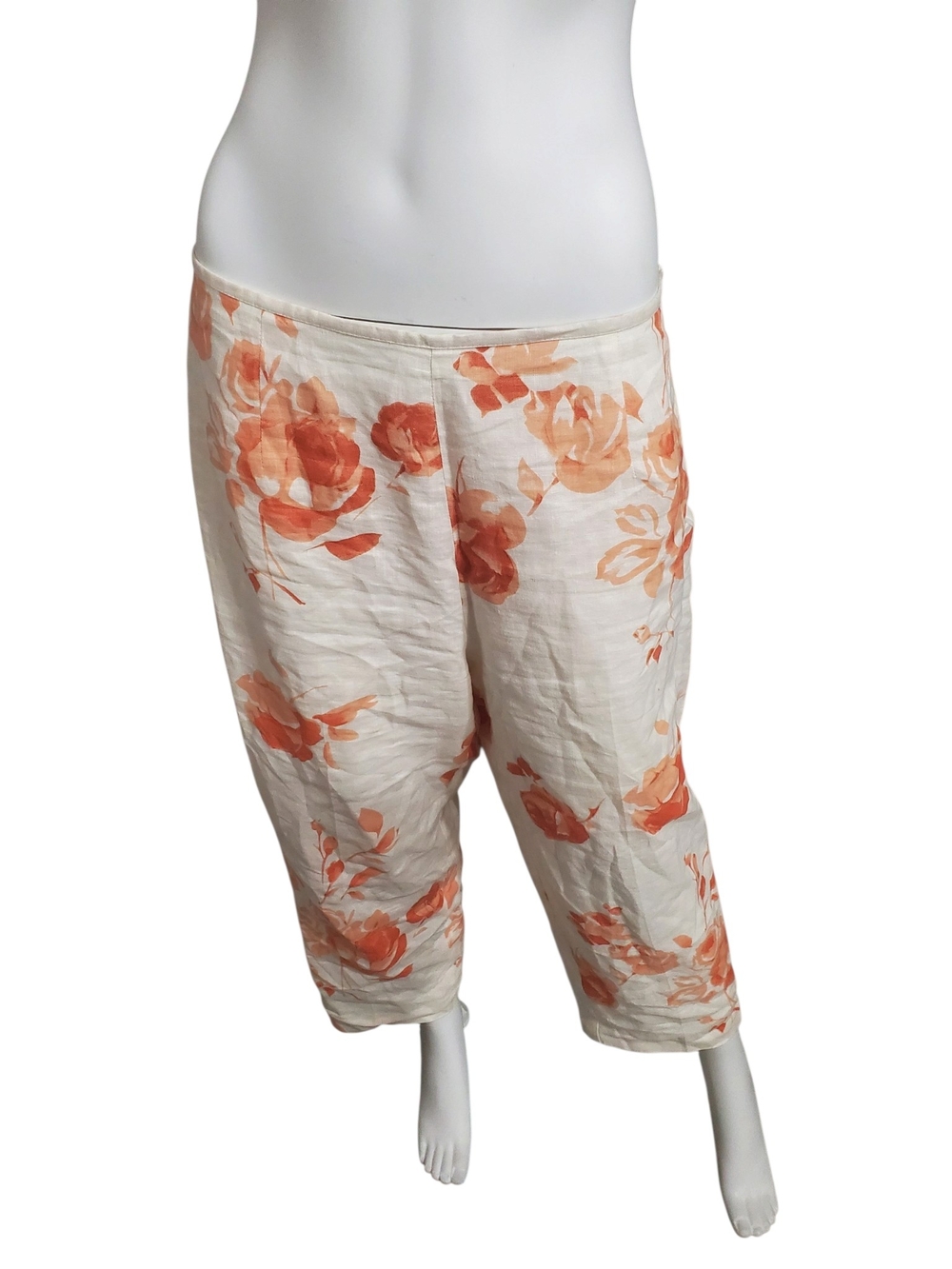 Edward 100% Irish Linen Floral Capri Pants Size 12